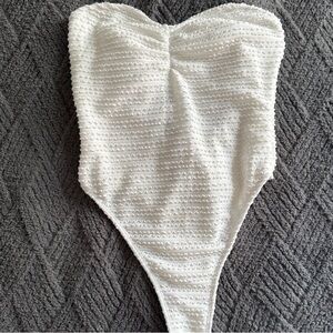 Bozzolo White Textured One Piece Swimsuit